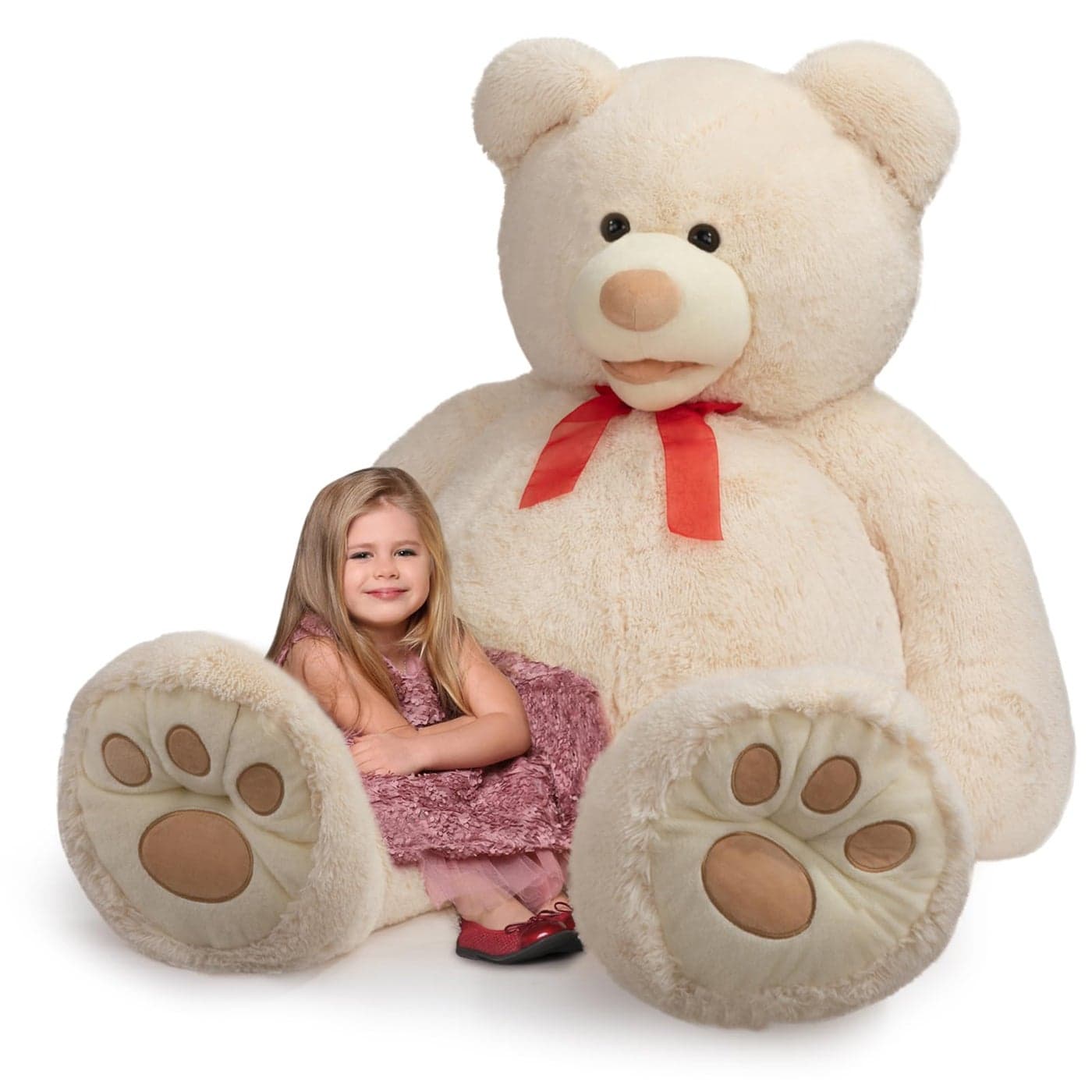 HollyHOME 5ft Giant Teddy Bear Stuffed Animal Huge Teddy Bear Plush with Big Footprints Valentines Gift 5 Feet Beige