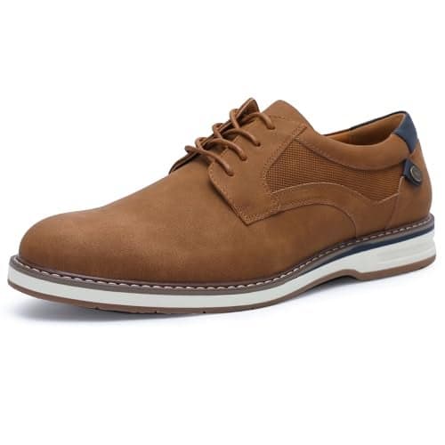 CLOWSE Men's Dress Shoes Casual Business Formal Oxfords Classic Lace Up Work Dress Shoes, Brown, 10.5