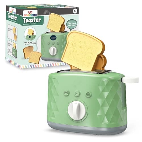Wembley Mini Chef’s Corner Toaster Toy Set | Pop Up Toaster Kitchen Set for Girls| Toaster with Timer & 2 Simulated Breads | Pretend Play Kitchen Set for Kids Girls & Boys | Gift for Kids Age 3+
