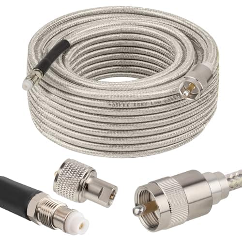 MOOKEERF CB Coax Cable 30ft,RG8X Stranded Core CB Antenna Cable with PL-259 and FME/PL259 Male Connector - 30 Foot