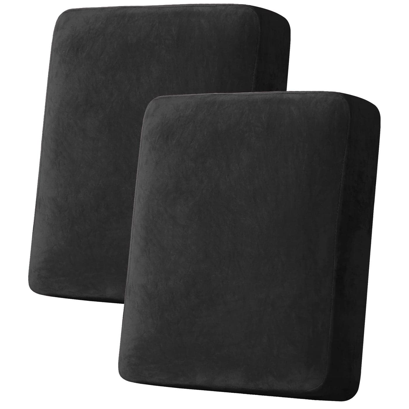 HVERSAILTEX Velvet Stretch Couch Cushion Cover Plush Cushion Slipcover for Chair Loveseat Sofa Cushion Furniture Protector Seat Cushion Sofa Cover 2 Piece Medium Sofa Cushion Covers Black