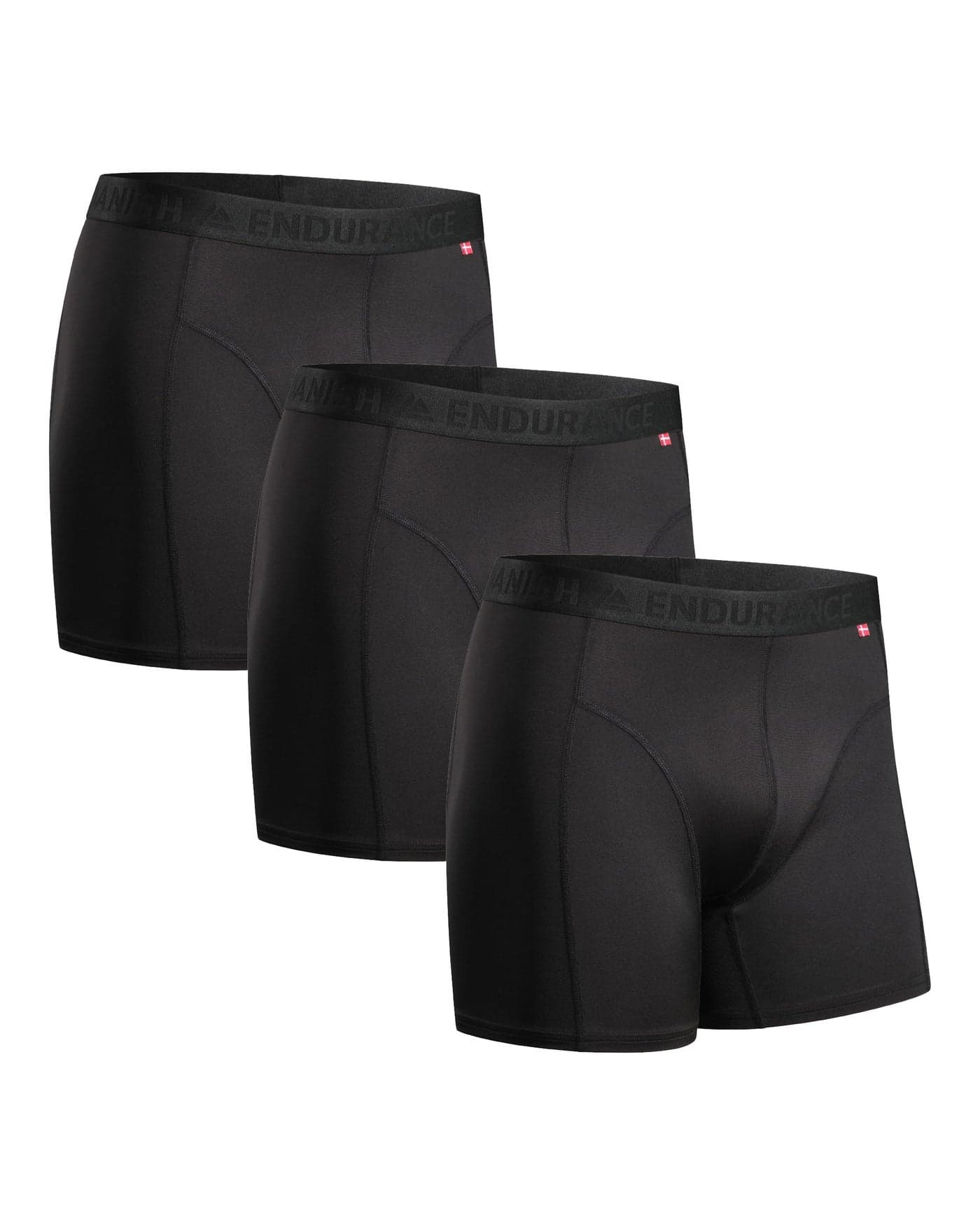 DANISH ENDURANCE Men's Sports Boxers 3 Pack, Breathable, Soft, Quick Dry, Black, Medium