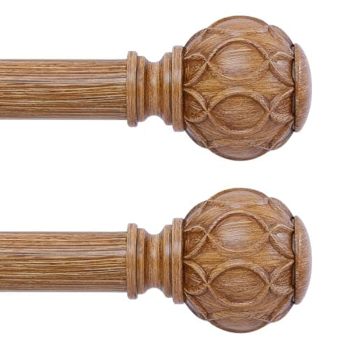TANGWIN 2 Pack Wood Curtain Rods for Windows 28 to 48 Inch234Ft1 Inch Adjustable Curtain RodHeavy Duty Curtain RodsWooden Netted Texture Drapery RodsSingle Window Curtain Rod 1845Brown Wood