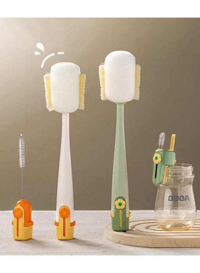5-In-1 Multi-Function Green Cup Brush | 304 Stainless Steel Handle With Dual Bristles | 360° Rotating Deep Cleaning | For Bottles/Straws/Tea Cups | Stand Dry Base Included | Food-Grade Safe Material | Anti-Mold & Antibacterial | Ultimate Kitchen Cleaning Tool
