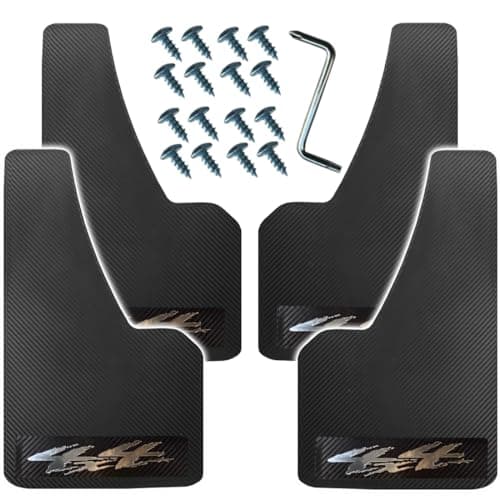 KEYOOG 4 PCS Plus Size Carbon Fiber Pattern Car Mud Flaps, Splash Guard, Fit for Full-Size Suvs, Pickup, Truck, Rvs, and Freight Caravans All-Weather with Wide Body and Scratch/Abrasion Resistance