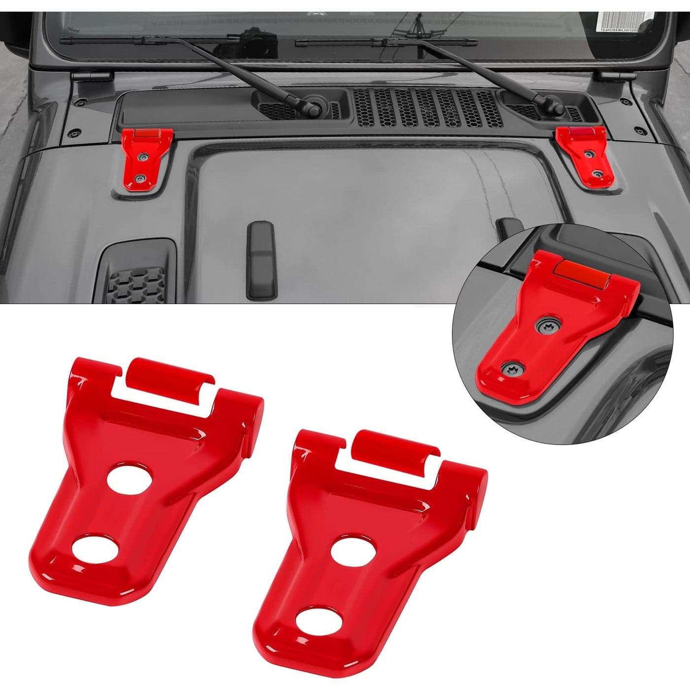 Hoolcar Engine Hood Hinge Cover Exterior Decoration Accessories for 20182021 Jeep Wrangler JL JLU Gladiator JT Red