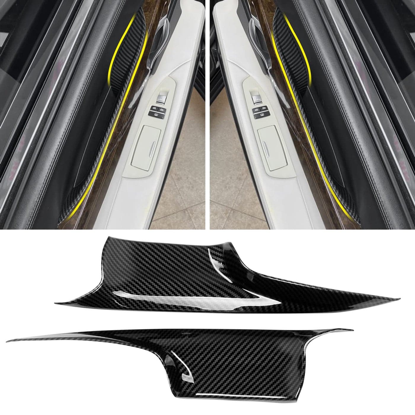 Jaronx Compatible with BMW 7 Series Door Handle Covers Carbon Fiber Pattern F01F02 Door Pull Handle Covers Front Row Driver and Passenger Side F01F02 730 740 750 760 20082014
