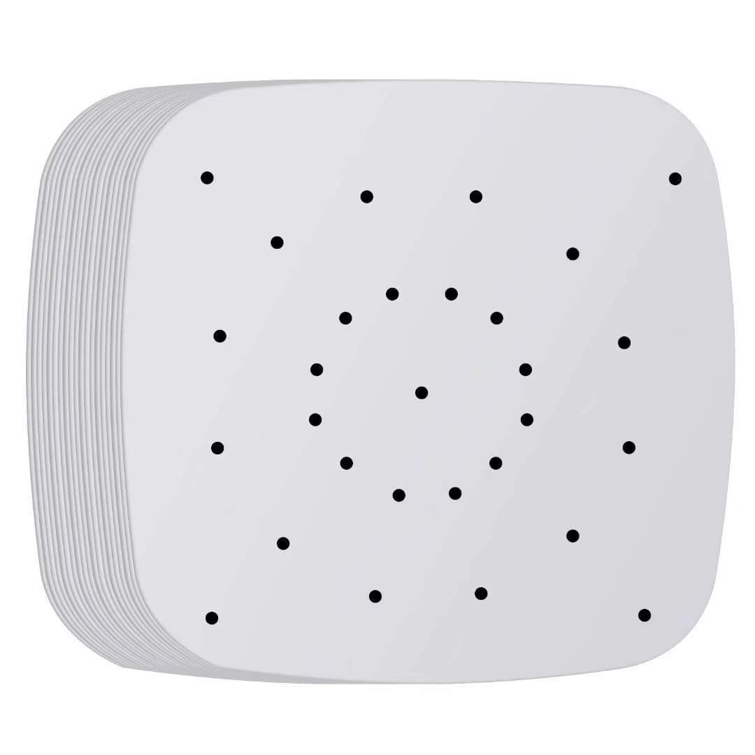 200pcs 85inch Square Perforated Parchment Paper Sheets Premium Nonstick Bamboo Steamer Liner for Air Fryers Steaming Basket Oven Baking Cooking