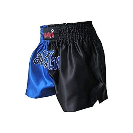 USI Muay Thai Shorts - Men's Muay Thai Shorts - Adult (S, Black Blue)
