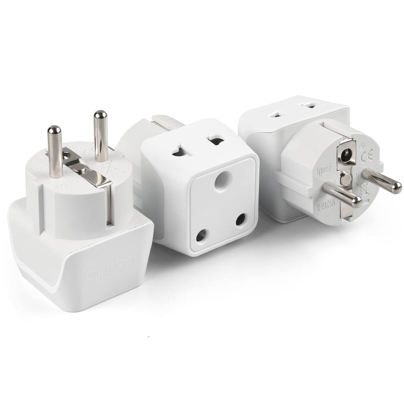 Ceptics Europe Travel Adapter 2 in 1 India to Europe Germany France Schuko Adapter Type EF European Plug Adapter for Laptops Phones Chargers CE RoHS 3 Pack