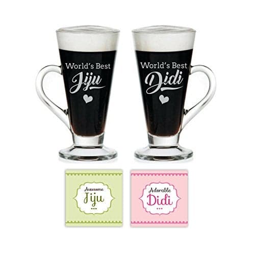 Yaya Cafe™Glass Tea Cups Mugs, Coasters Set of 4