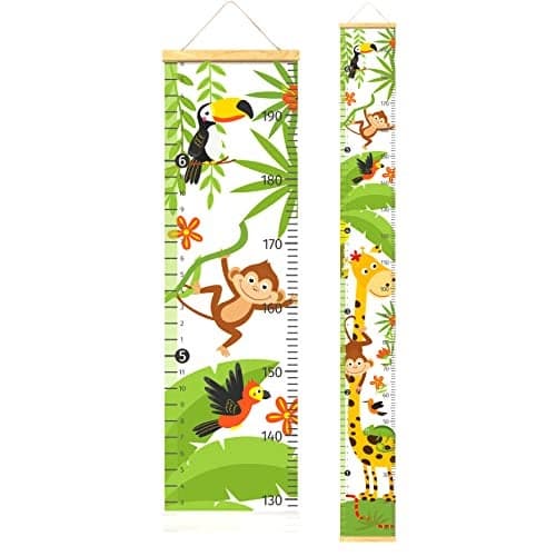 HomeEvolution Kids Growth Chart Height Measuring Chart Jungle Animal Canvas Wall Hanging Rulers for Baby Children Girls Bedroom Decor