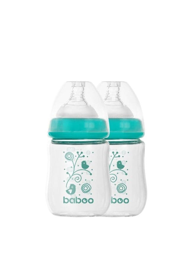 Baboo - Anti Colic Glass Wide Neck Bottle Set - Pack of 2 - 150ml
