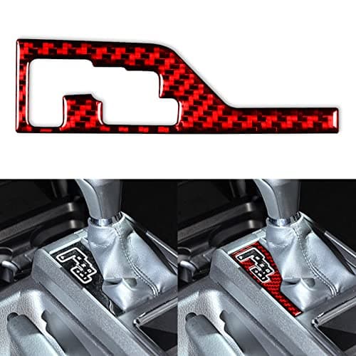 NVCNX Real Premium Carbon Fiber Compatible with Toyota Tacoma 2016 2017 2018 2019 2020 2021 2022 2023 Accessories Car Center Console Gear Shift Indicator Panel Cover Interior Trim Red