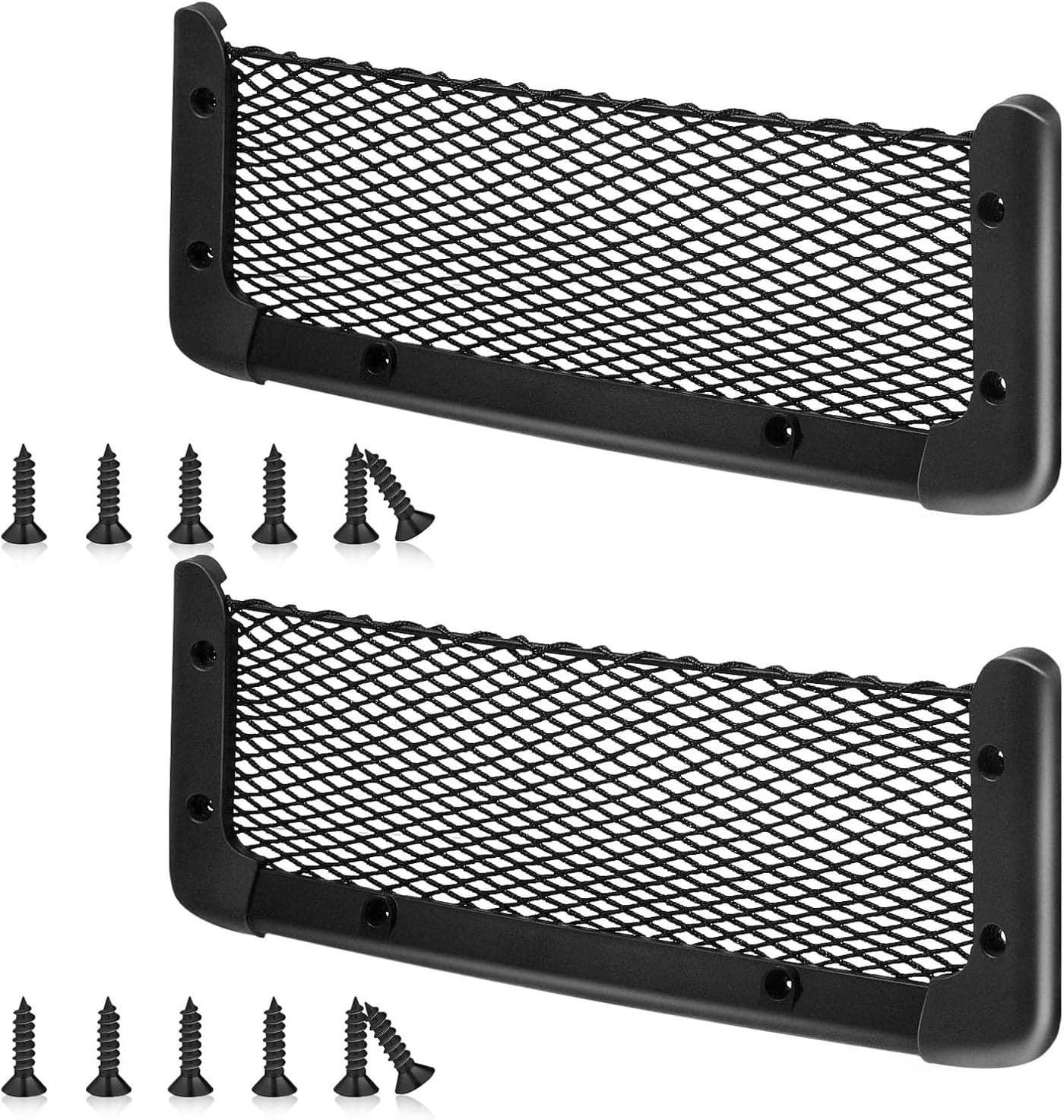 Frienda 2 Pcs ABS Plastic Frame Car Storage Net Bag Phone Car Mesh Net Holder RV Storage Boat Cargo Pocket Organizer (13.8 x 5 Inch)