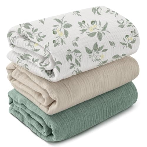 GLLQUEN BABY Muslin Swaddle Blankets3Pack Receiving Blankets for Newborn Boys and GirlsBaby Swaddle Blanket UnisexOsmanthus FragranceBaby Essentials Registry Gift 40 x 38 inches