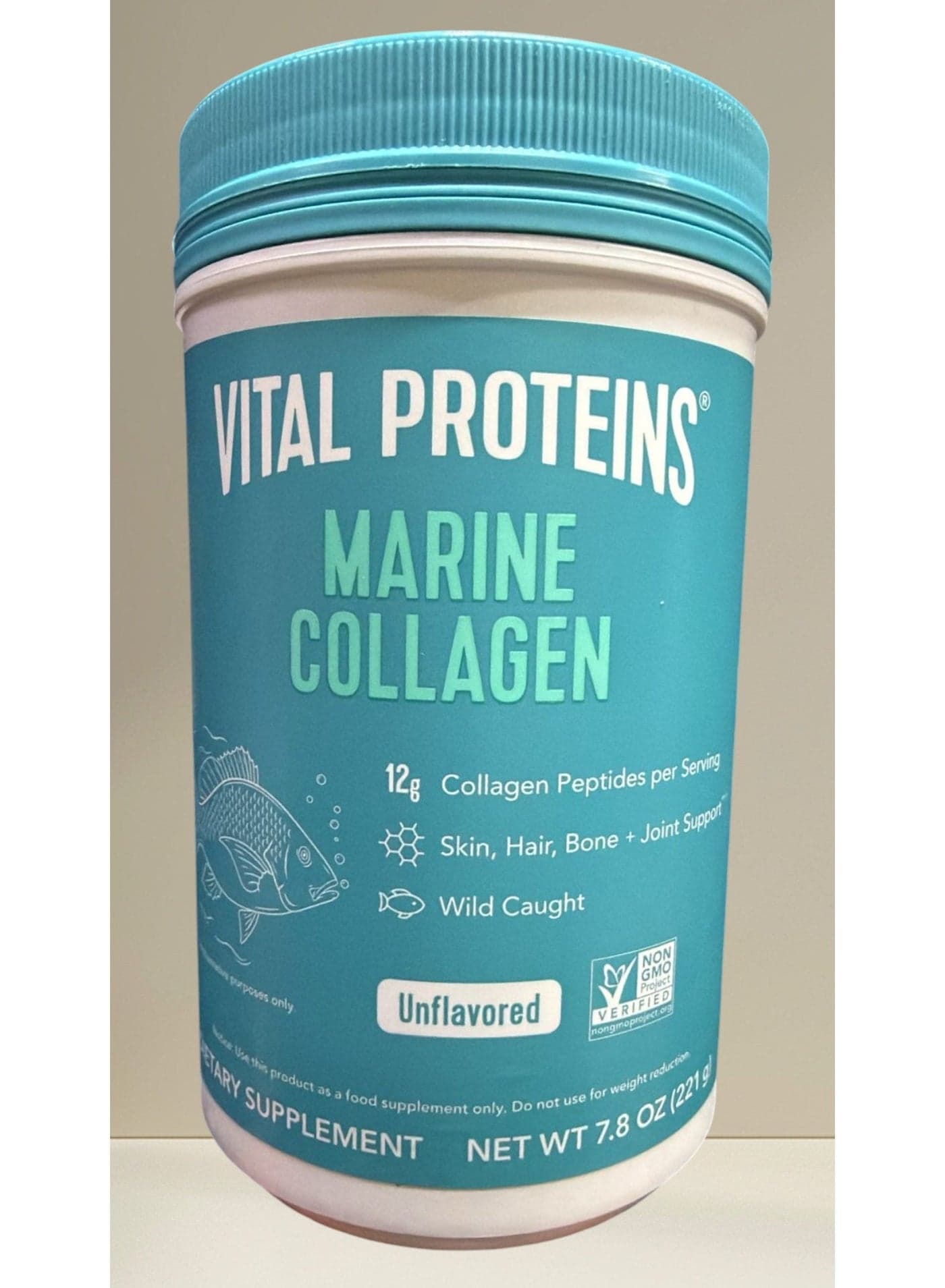Marine Collagen Peptides Powder Supplement for Skin Hair Nail Joint - Hydrolyzed Collagen - 12g per Serving - 7.8 oz Canister