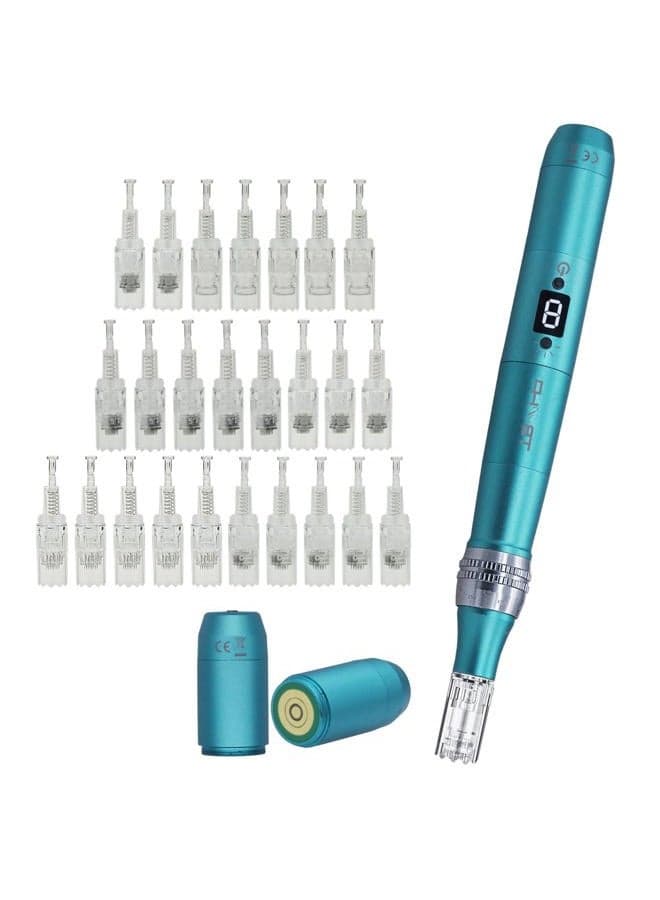 P20RL Derma pen with 25 Replacement Cartridges And 3 Batteries,Adjustable Beauty pen for Face and Body, Home Use