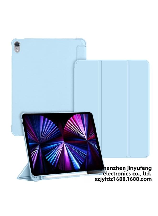 Applicable IPad Protective Case Pro11-inch Tablet Protective Case With Pen Slot 789 Generation TPU Soft Case Leather Case Strictly Selected-Color:White Ice Blue-Applicable Model:Air1 Generation/Air2