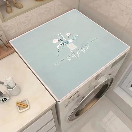 Homecloud (60cm x 60cm) Washer & Dryer Cover for Top, Non-Slip Washing Machine Top Protector Mat, Dustproof & Waterproof Mat for Most Washers, Refrigerator, Home Kitchen Laundry Room (Green)