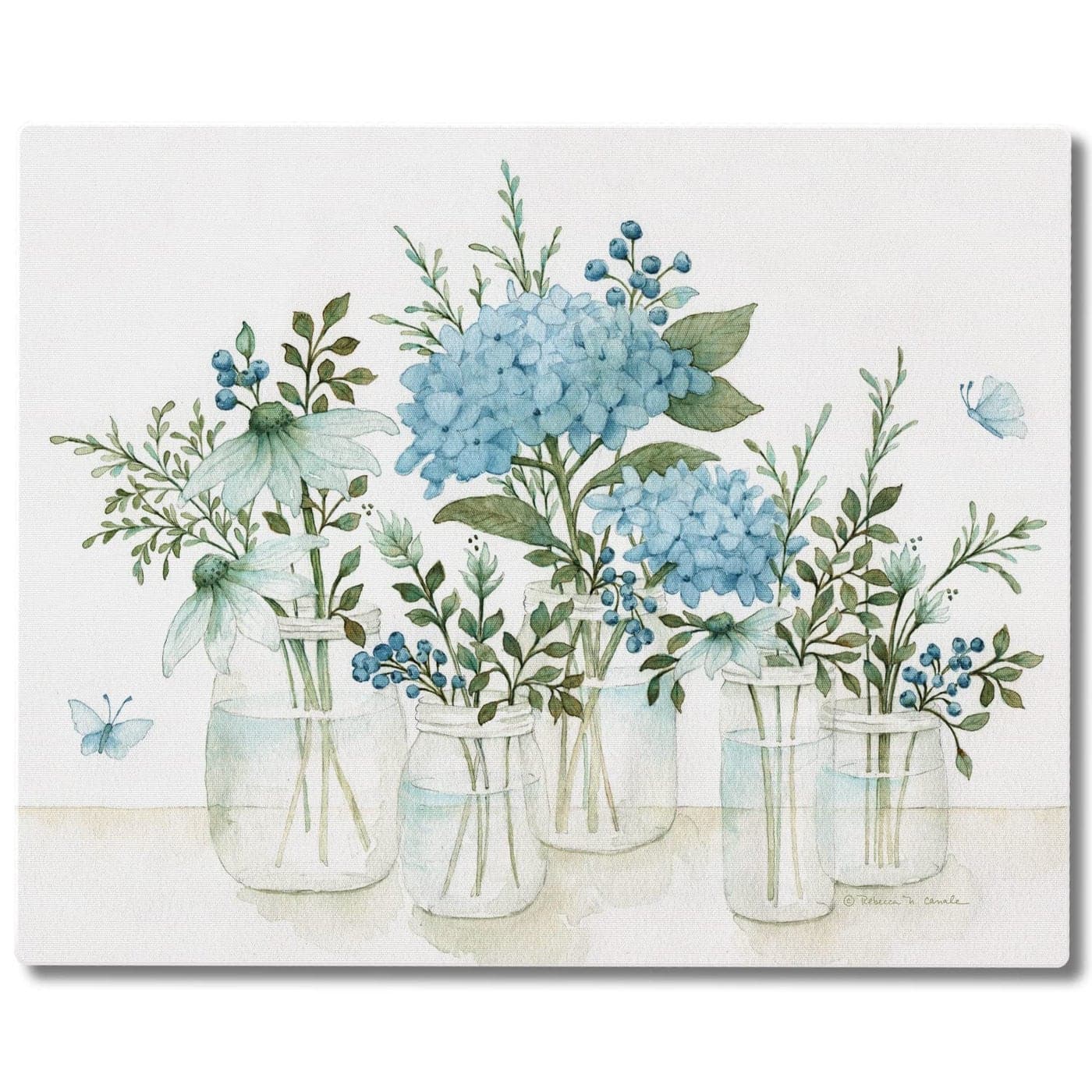 CounterArt Mason Jars Florals 3mm Tempered Glass Cutting Board 15 x 12 Manufactured in the USA Serving Board Charcuterie Board Dishwasher Safe