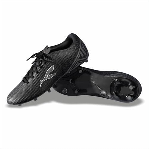 Konex Sprint Lightweight Football Shoes for Men & Women | Breathable & Water Resistant with Flexible & Sturdy Outsole | Rounded Studs for Synthetic, Turf & Hard Grounds (black, UK Footwear Size System, Adult, Men, Numeric, Medium, 9)