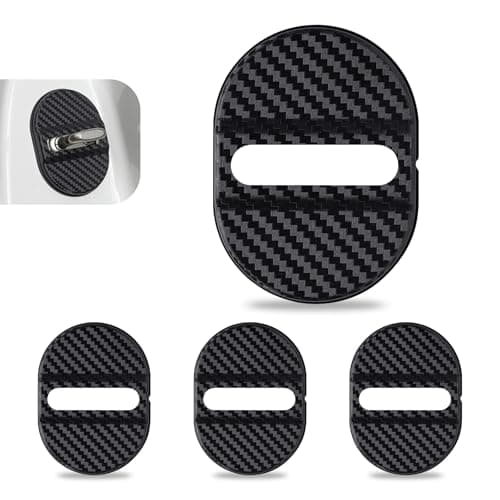 Zikefest Car Door Latches Cover Carbon Fiber Silicone Car Door Latch Covers Automotive Door Lock Protection Decoration Accessories Universal for Most Cars Black