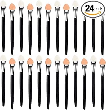 JIYIN 24PCS Sponge Eyeshadow Applicators Reusable Eye Shadow Applicator Sticks Professional Eyeshadow Brush for Cream or Liquid Eye Shadows and Lip Colors Washable Small Sponge Painting Brushes