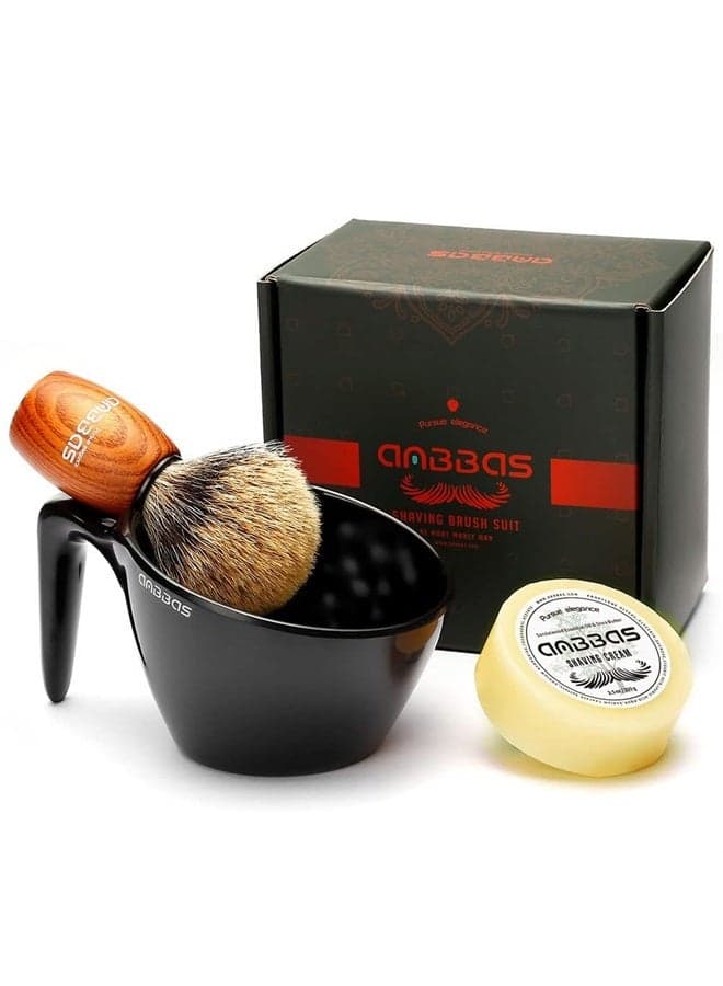 Fine Badger Hair Shaving Brush with 100g Shaving Soap Refill and Upgrade Lathering Way-POP Mug A5 Melamine,Foaming Set for Men Wet Shave,Women Girls Hair Removal