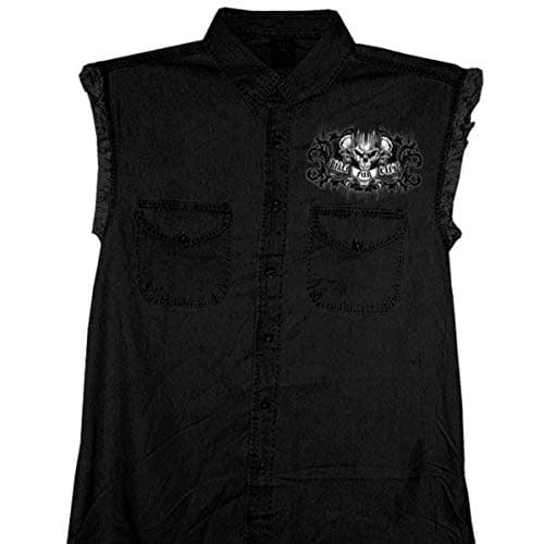 Hot Leathers Ride or Die Skull Sleeveless Shirt (Black, X-Large)