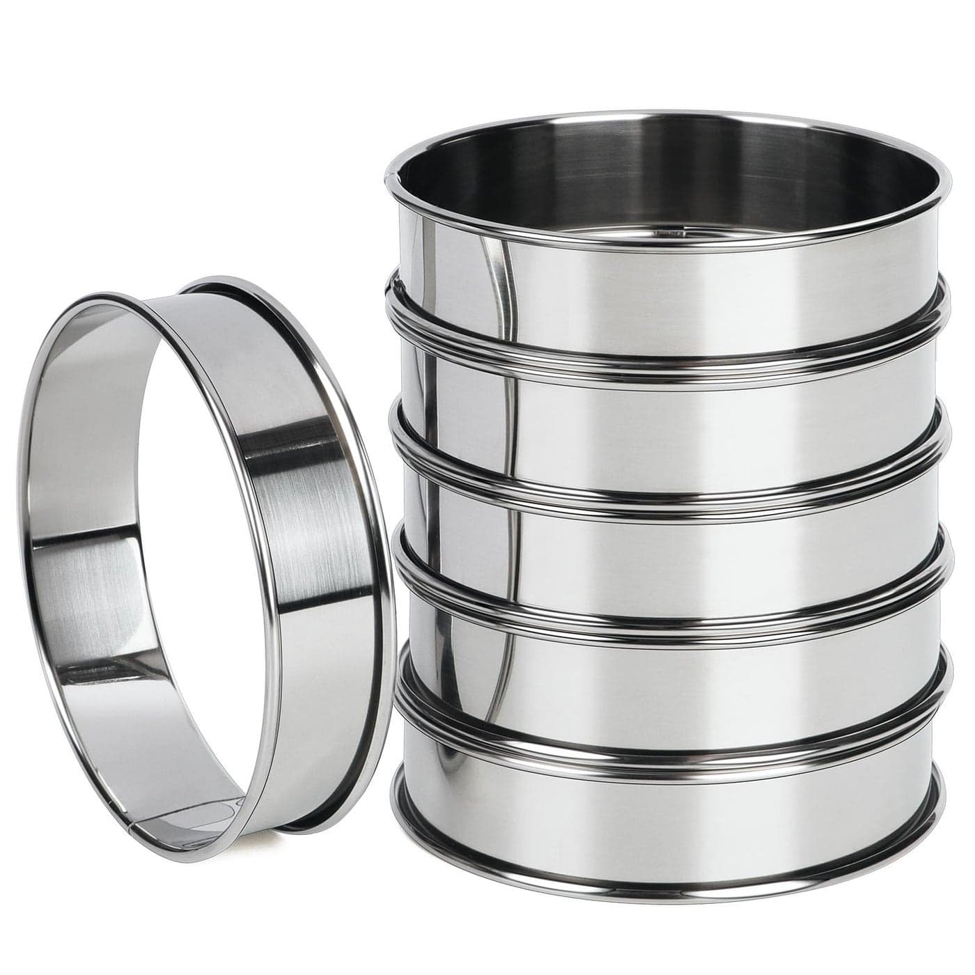 FANGSUN Crumpet Rings English Muffin Rings 4 InchStainless Steel Tart Rings for BakingDouble Rolled Nonstick Round Cake Ring Metal Pastry Ring Mold for Griddle Cooking Egg Ring for Dessert Food