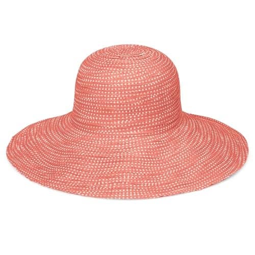 Wallaroo Hat Company Women’s Scrunchie Sun Hat – UPF 50+ Sun Protection, Packable and Adjustable Sizing for Medium Crown Sizes – Sun-Smart Hat for Travel, Poolside, Everyday (Coral/White Dots)