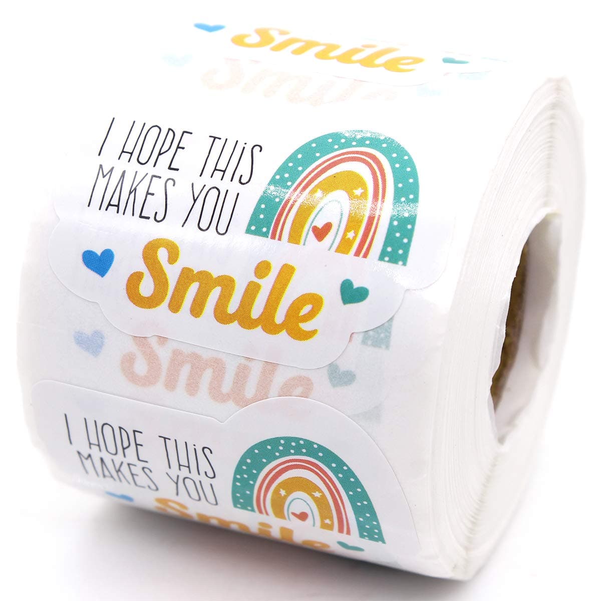 Muminglong 15 Inch I Hope This Makes You Smile Sticker Rainbow Thank You Small Shop Small Business Handmade Packaging 500 PCS