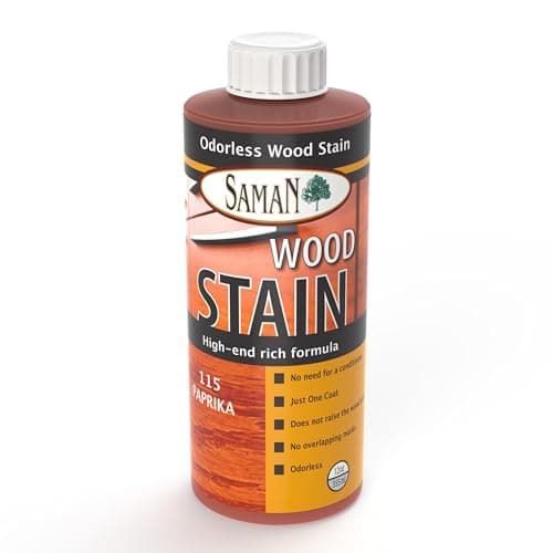 SamaN Interior Water Based Wood Stain - Natural Stain for Furniture, Moldings, Wood Paneling, Cabinets (Paprika TEW-115-12, 12 oz)