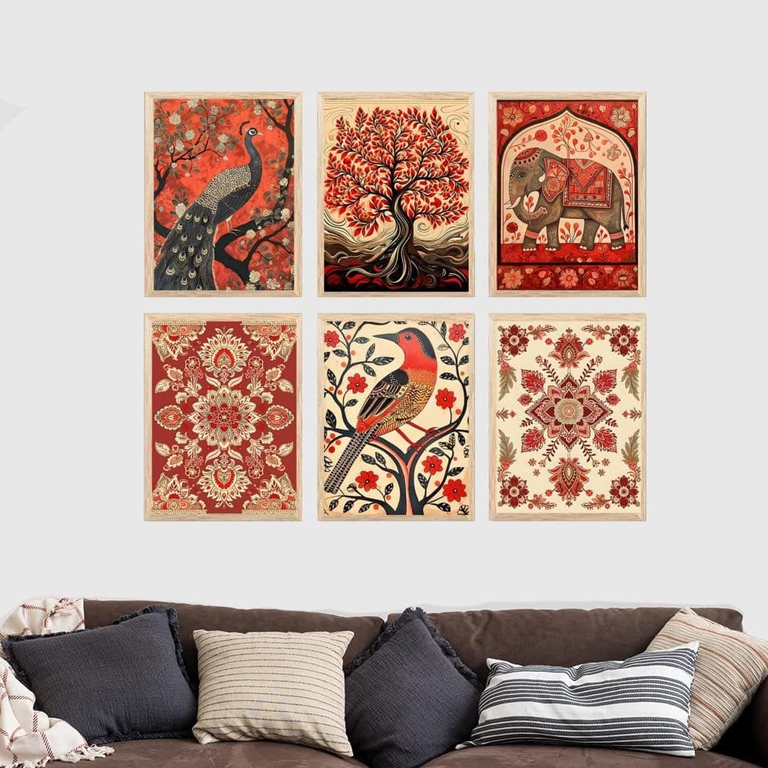 ARAkri Living Room Home Decor framed Art Prints Set 6 Pieces various designs paintings ART5 10 x13 inch 10 inch x 13 inch Art frame E