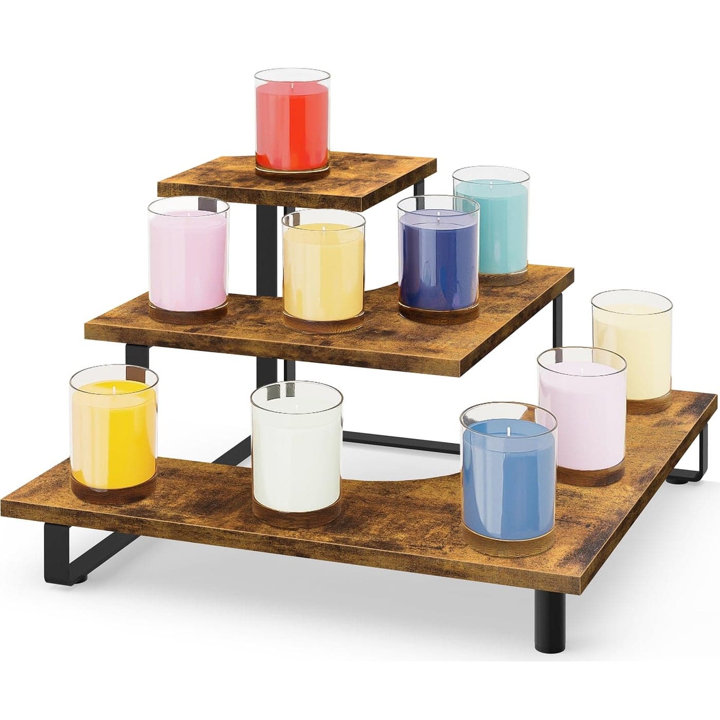 ELITEROO 3 Tier Wooden Retail Display Shelves Portable Display Rack for Retail Counter Top Craft Shows 3 Step Corner Tiered Table Display Tower Stand for Cupcake Jewelry Card Sticker Display