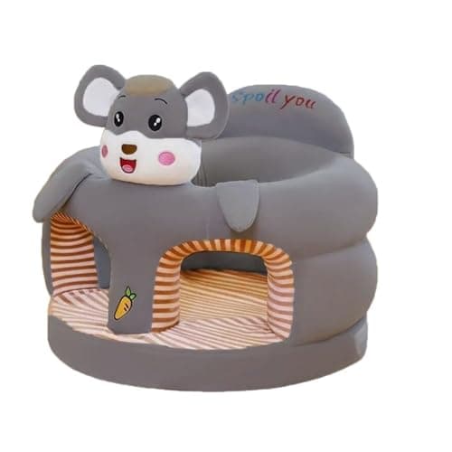 Baby Cushion Sofa Seat or Rocking Chair | Soft Stuffed Animals Plush Cushion Couch | Sitting Stool for Kids | Birthday Gift Return Gift Seat (Use for 0 Year to 3 Year) (Grey)