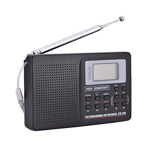 Yoidesu Portable Digital AM FM Stereo Radio FM/AM/SW/LW/TV Sound Digital Tuning Full-Band Radio Receiver with Alarm Clock (Step Value 9k)