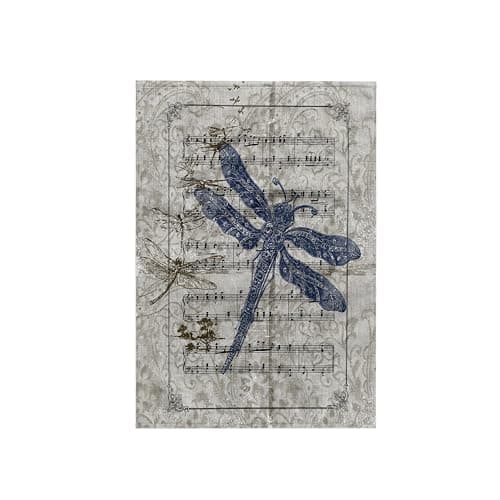 3D Rose Vintage Dragonflies On Sheet of Music Hand/Sports Towel, 15 x 22