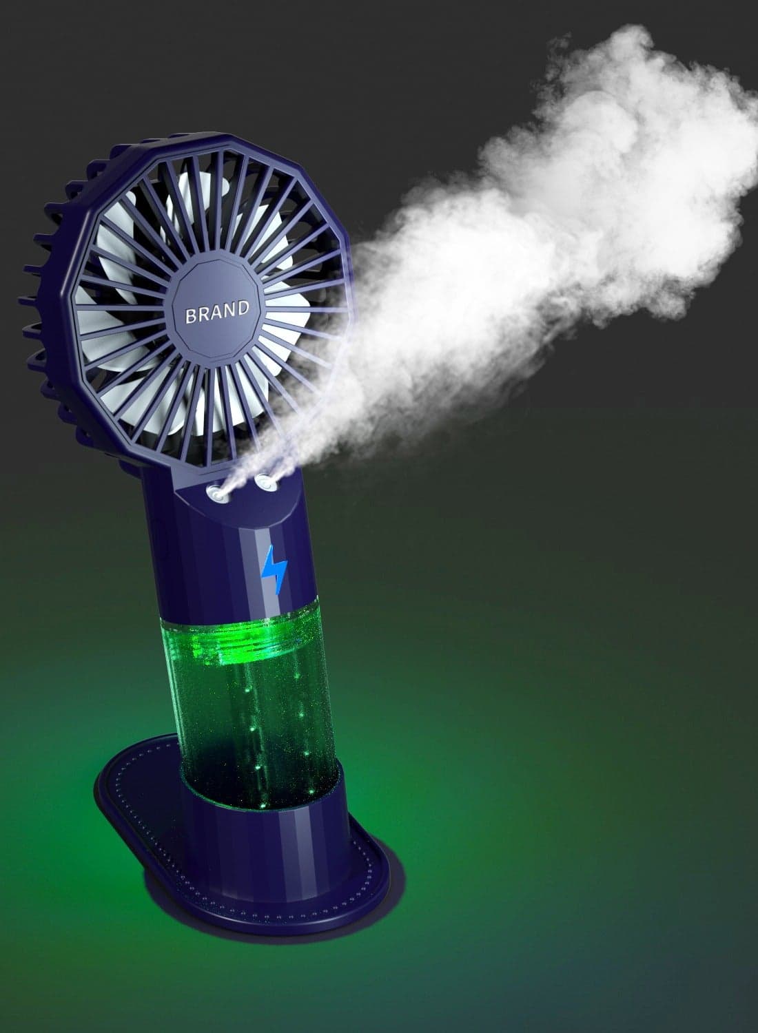 Double port spray handheld small fan Desktop humidification and water supplement mini fan(Dark Blue)