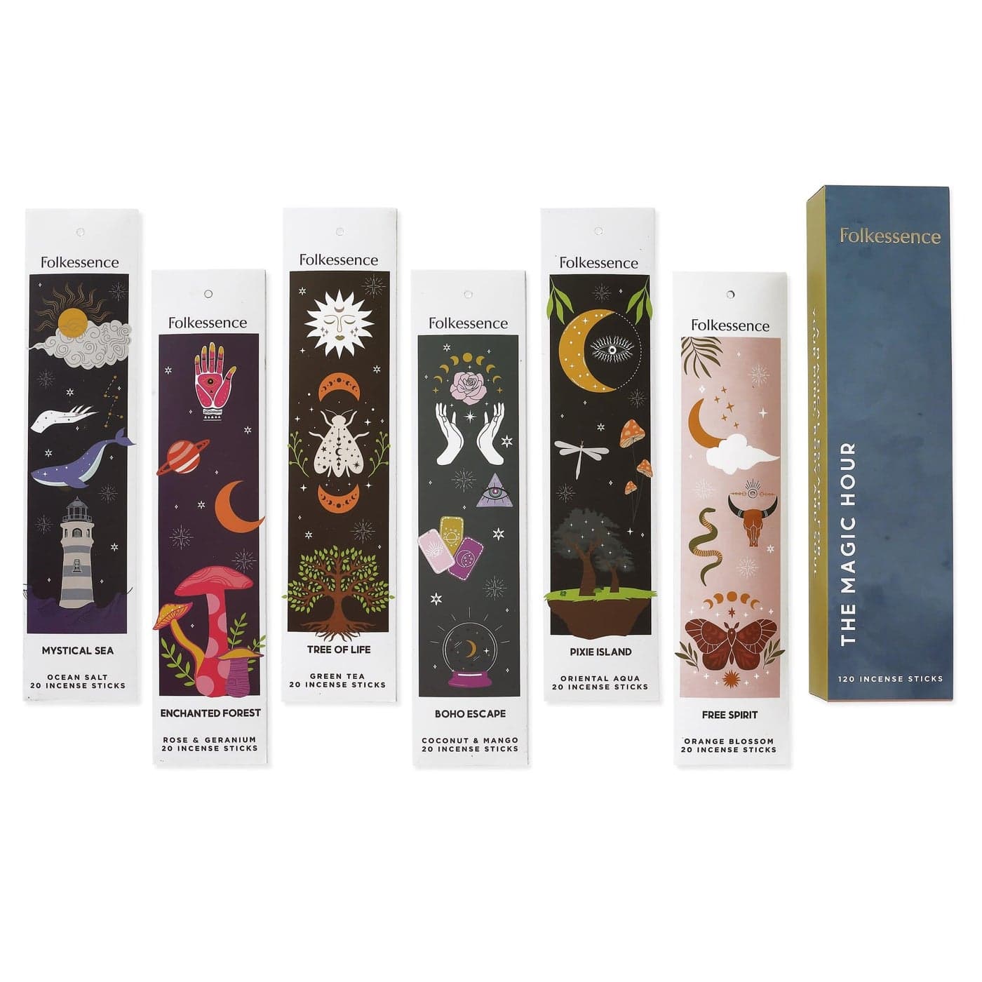 Folkulture Incense Sticks 120 Sticks Set of 6 Premium Incense Sticks For Relaxation Aromatherapy No Charcoal Organic Non Toxic 45 Mins Long Burning Coconut MangoAqua Orange InsenceSticks