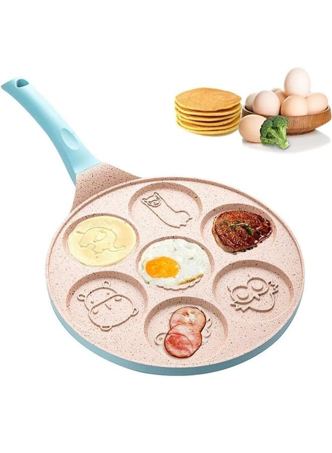 Animal Egg Pan Omelette Pan 7-Cup Pancake Pan Breakfast Pancake Skillet for Eggs, Pancakes, Plett, Crepes Nonstick Pancake Maker