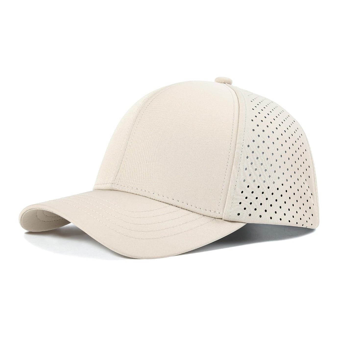 VOBOOM Men Quick Dry Baseball Cap Laser Cut Mesh Ball Curved Brim Snapback Hat (Beige)