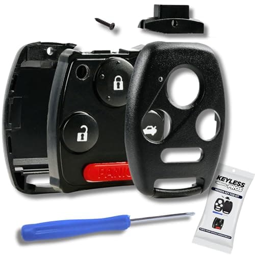 KeylessPros 4Btn Shell Kit Gut Case Keyless Entry Remote Key Fob Replacement fits 20032012 Honda Accord 20062013 Civic EX 20092015 Pilot NO Cutting Required