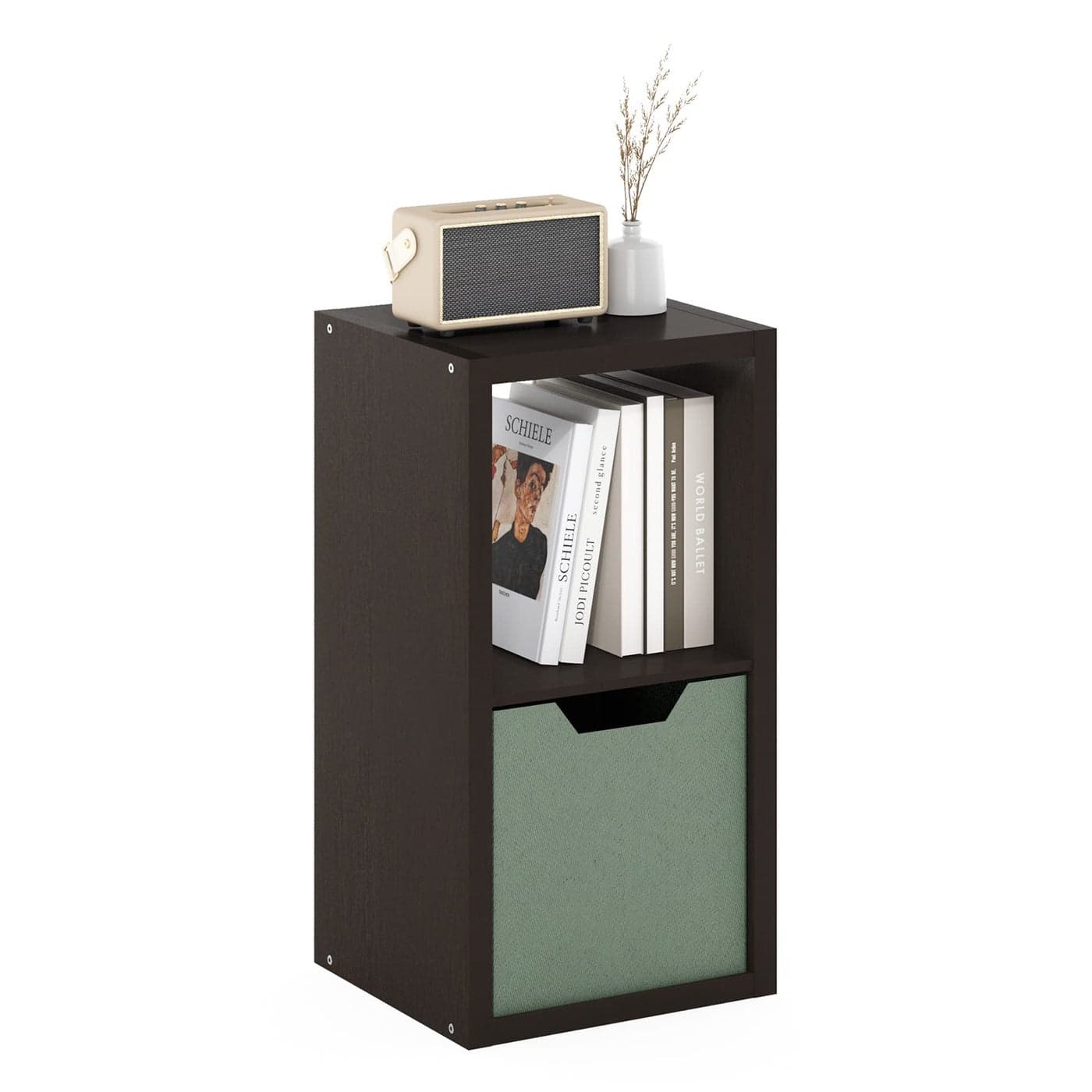 Furinno Cubicle Open Back Decorative Cube Storage Organizer 2 Dark Oak