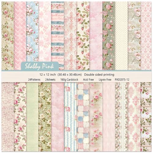 Scrapbook Paper Pad 1212Floral DoubleSided Pattern Designer Planner Junk Journal Decorative Craft PaperCard Making Journaling Origami Decopage Scrapbooking Supplies 24 Sheets