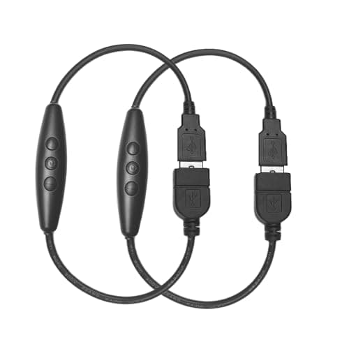 Clearhill 2Pcs 5V 2A USB Dimmer Switch with Male and Female USB Connectors,6-Speed Dimming,ON-Off Function,22AWG Wire,60s delay Off,for 5V Single Color Led Lights(Black)