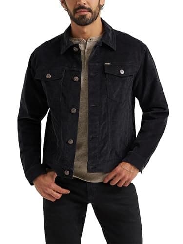 Wrangler Mens Corduroy Trucker Jacket Jet Black XLarge