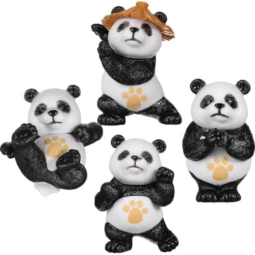 TIED RIBBONS 4 Pcs Miniature Panda Figures Decorations Items for Outdoor Balcony Garden Plants Showpiece Statue for Kids Birthday Party Baby Shower Decoration - (Resin)