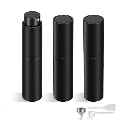 Sonfon 10ml Refillable Travel Perfume Spray Bottle Portable Cologne Atomizer with 3 Transfer Tools LeakProof Travel Essentials for Men Women Matte Black